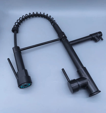 Black Brushed Spring Pull Down Kitchen Sink Faucet