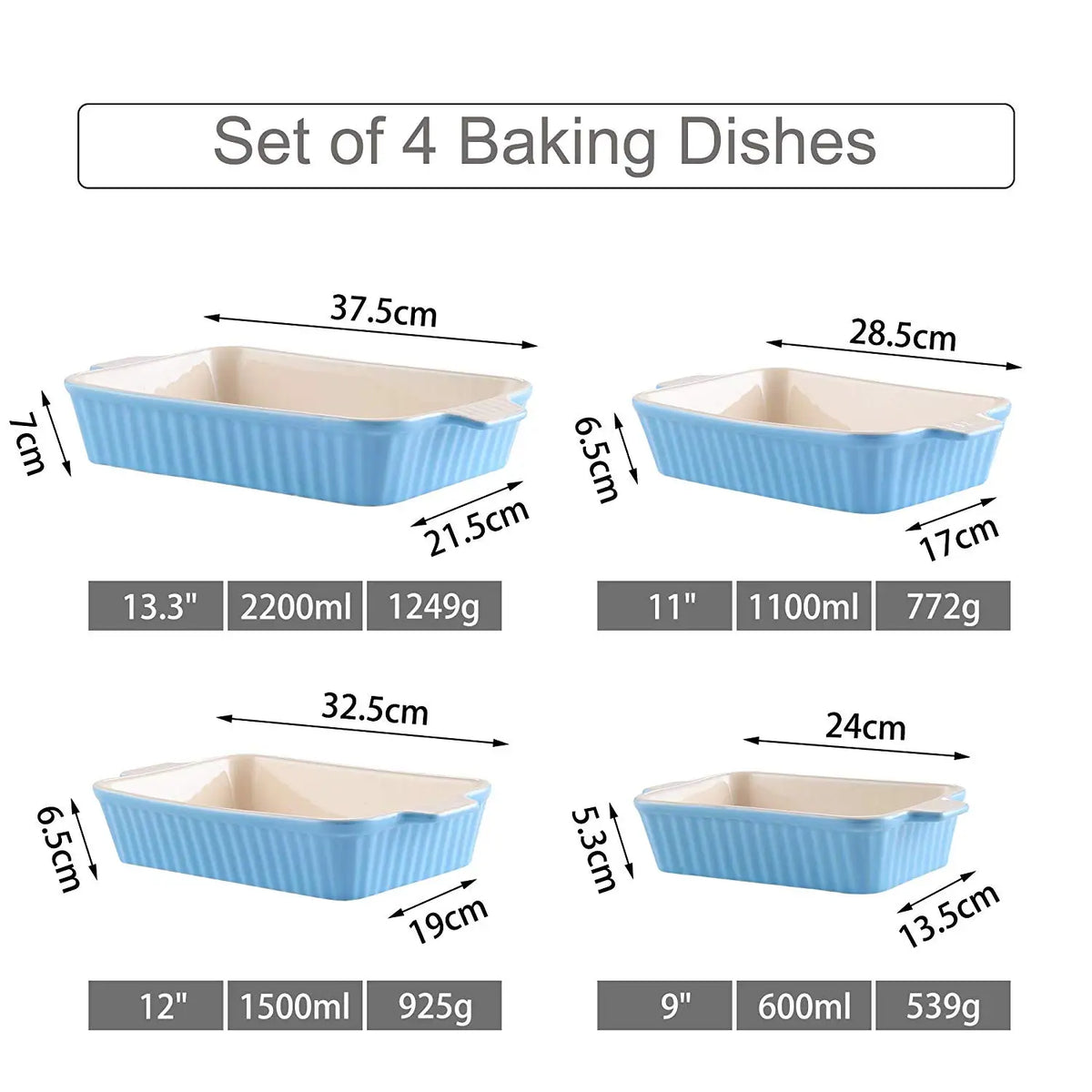 4-Piece Baking Dish Plate Set
