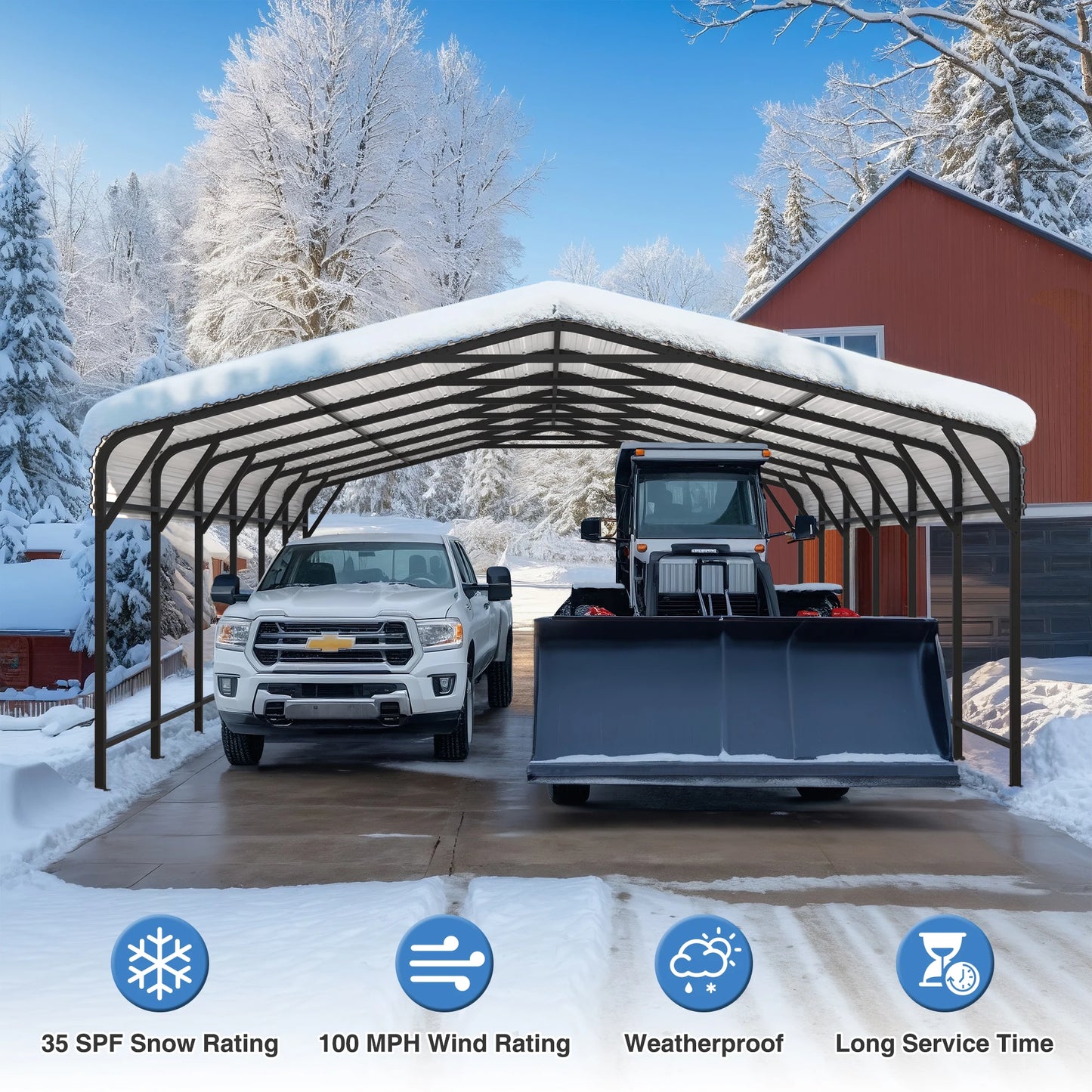 10x15~20x40FT Multi-Size Metal Carport