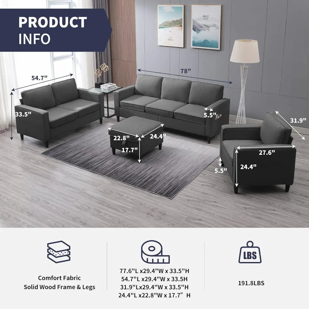 4 Piece Living Room Sofa Sets