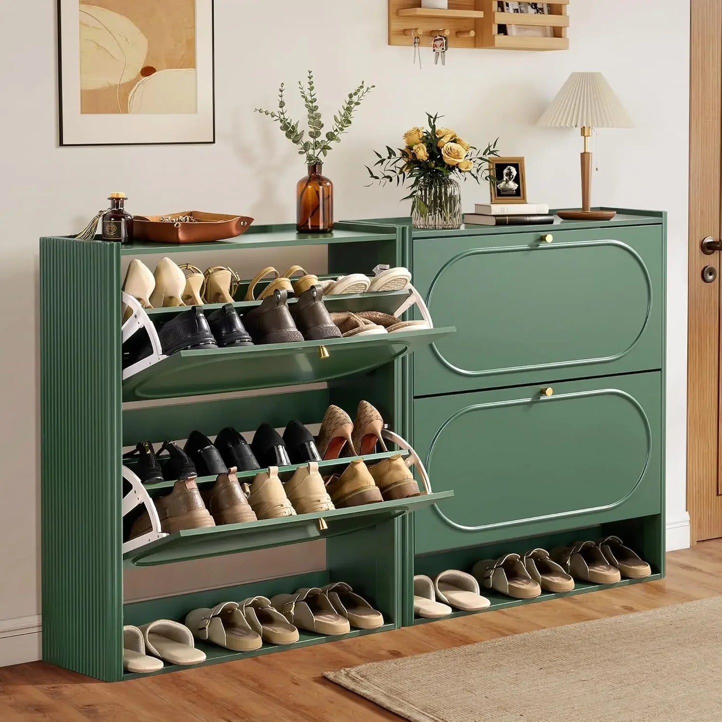 Set of 1-2 Fluted Shoe Cabinets