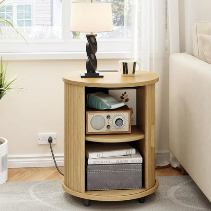 Fluted Round End Table