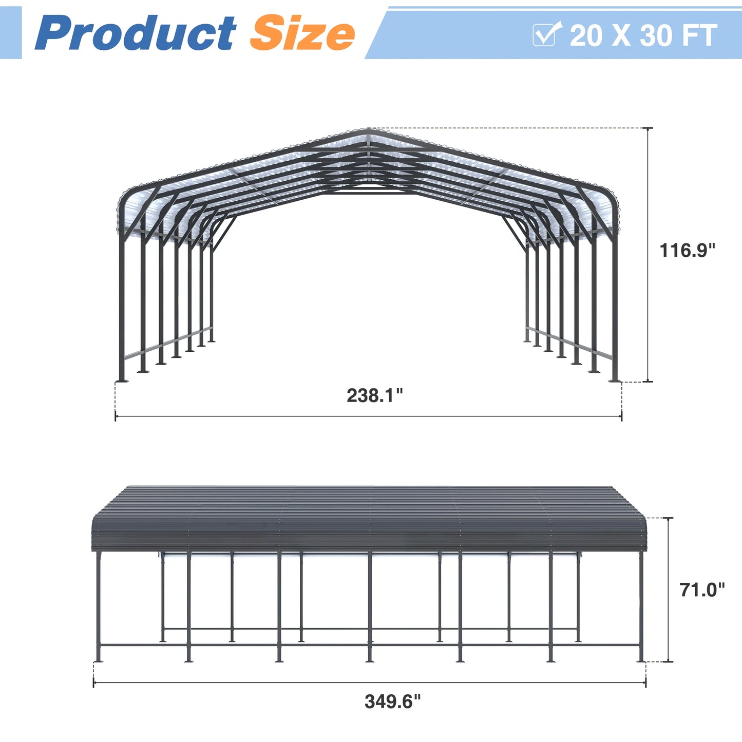 20x20/20x30/20x40FT Metal Carport