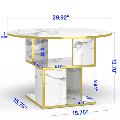3-Tier Round Coffee Table with Storage