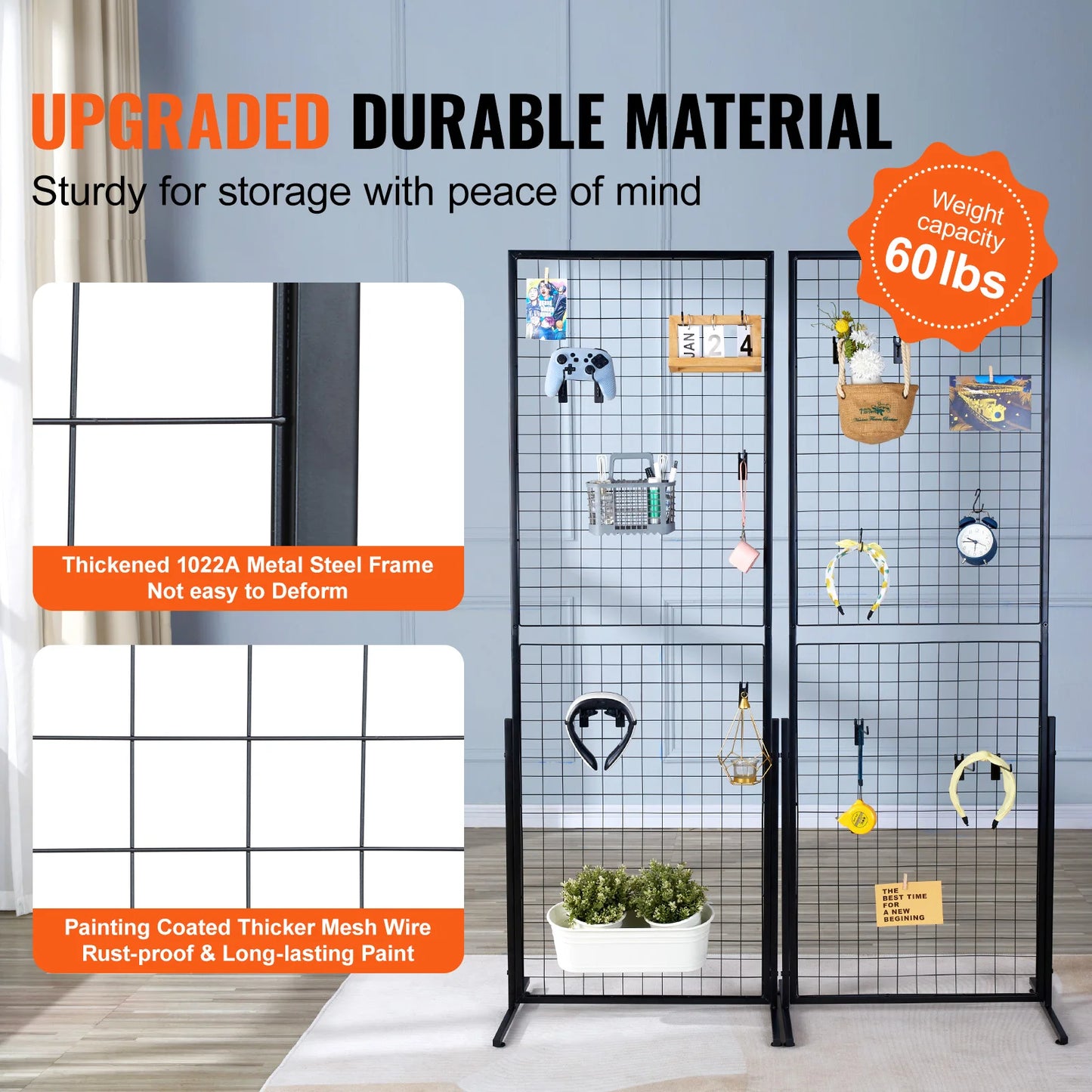 SucceBuy Grid Wall Double Side Panels w/ Hooks