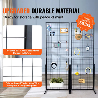 SucceBuy Grid Wall Double Side Panels w/ Hooks