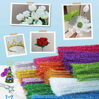10/50/100 Glitter Chenille Stem Pipe Cleaner