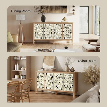 Cabinet with Storage & Carved Doors