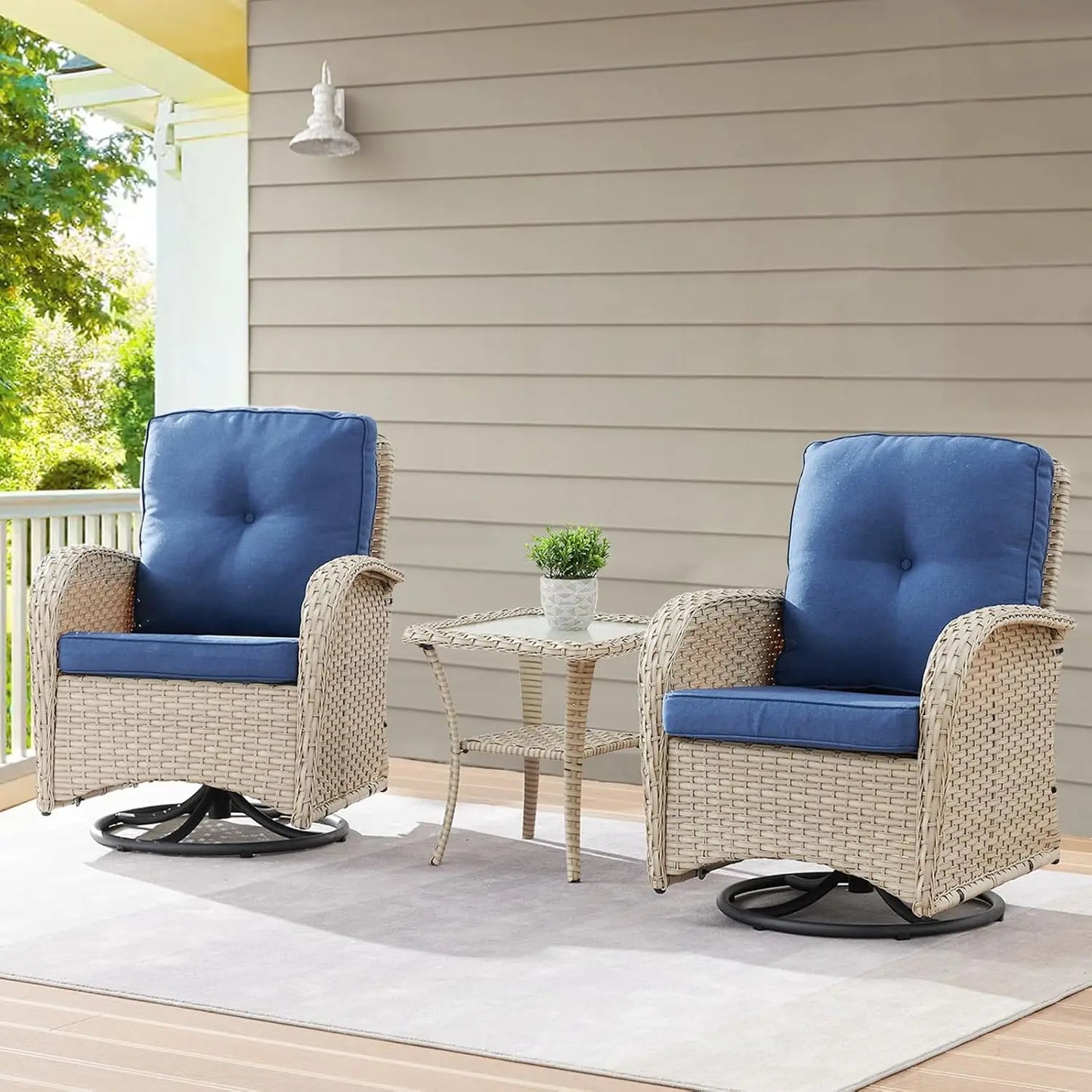 3 Pieces Black Wicker Patio Furniture