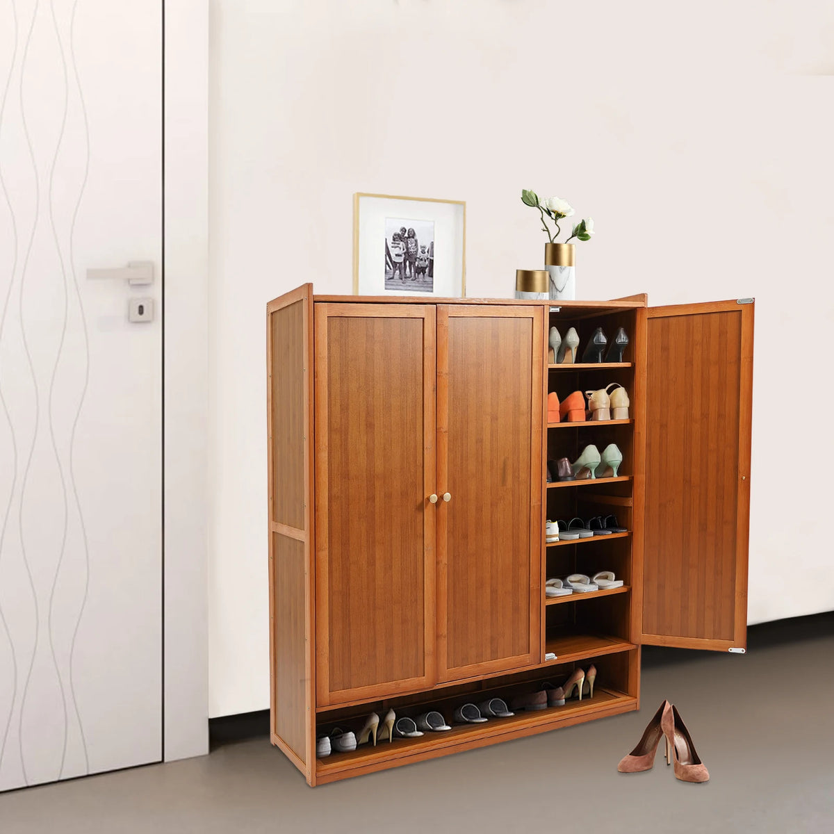Natural Bamboo Shoe Cabinet