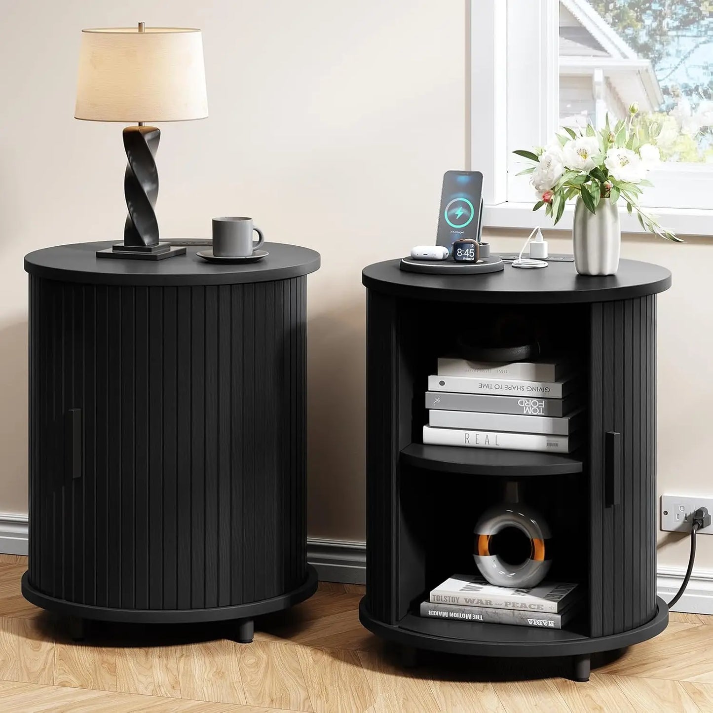 Fluted Round End Table