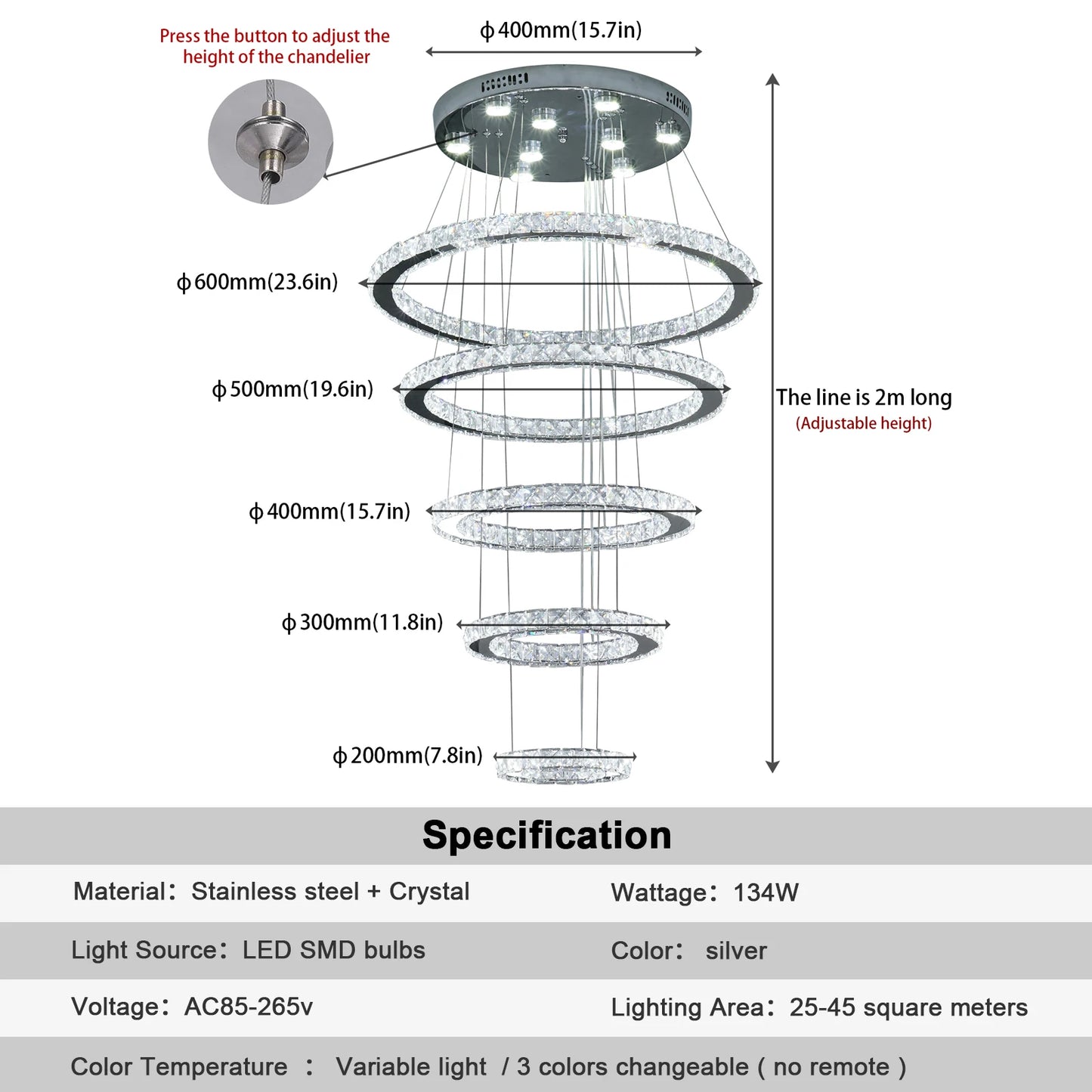 K9 Crystal Ring Led Pendant Light Modern Chandelier Luxury Hanging Fixture Living Dining Room Stairs Hotel Lamp Home Decor Lustr