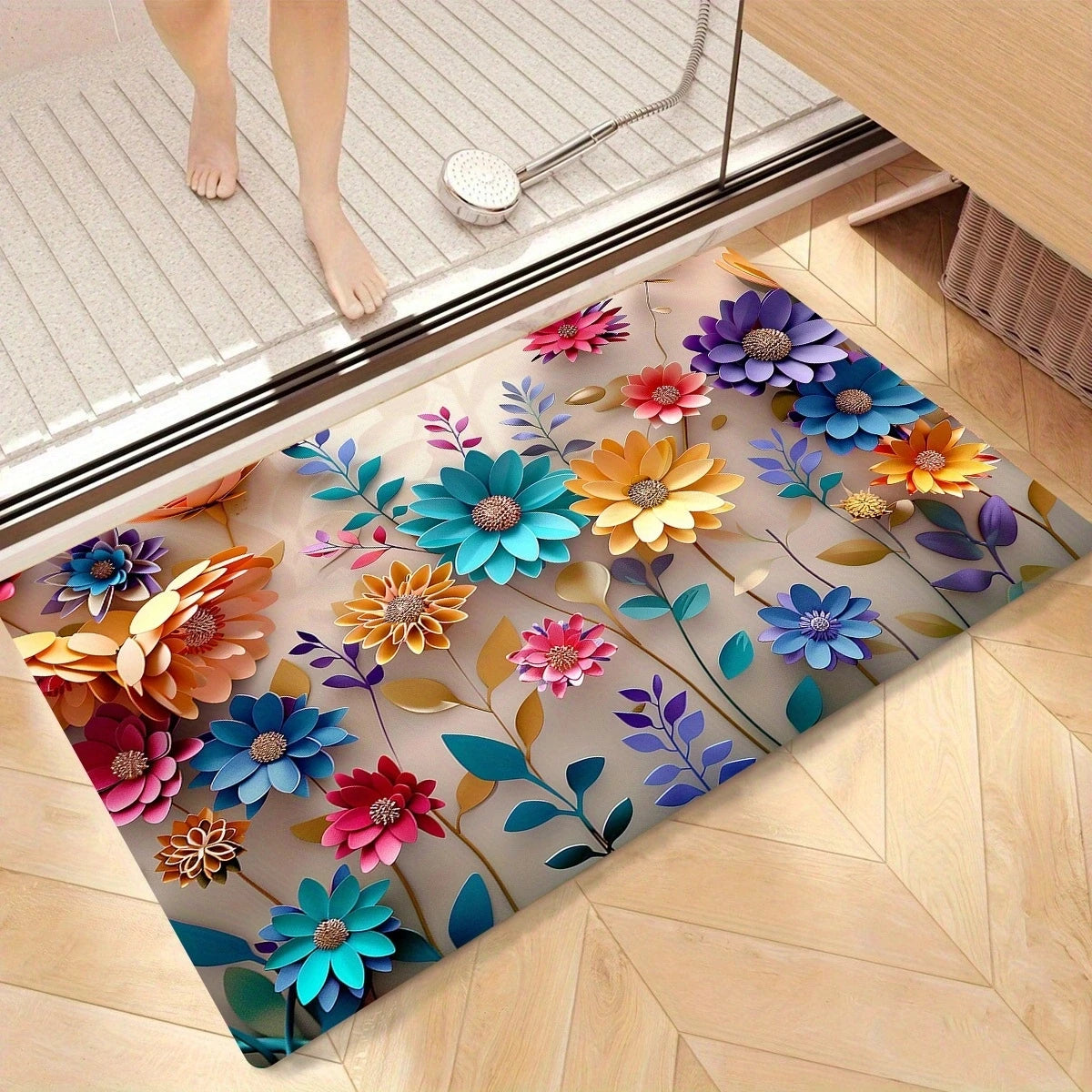 1pc multi-color floral print design mat