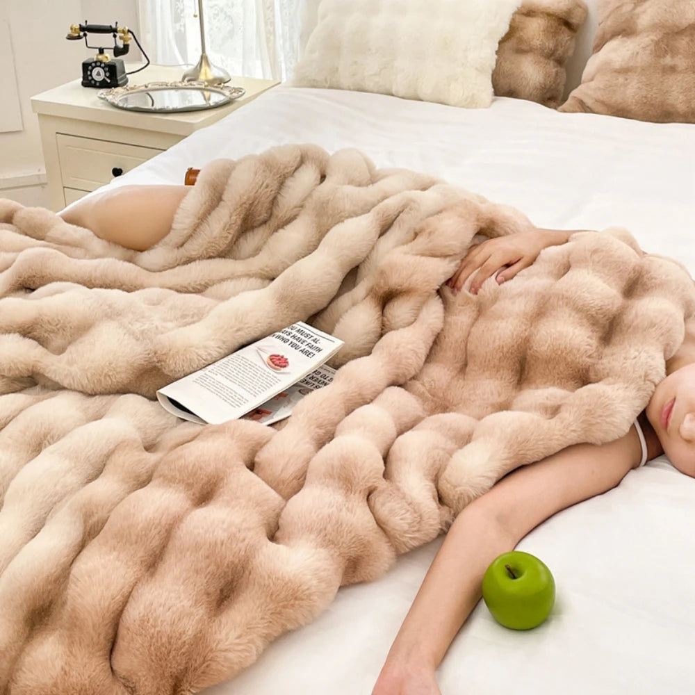 Cozy Faux Rabbit Fleece Blanket