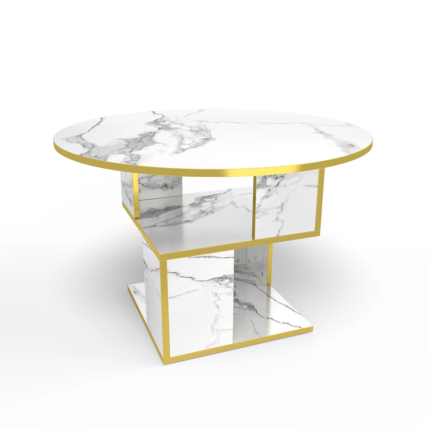 3-Tier Round Coffee Table with Storage