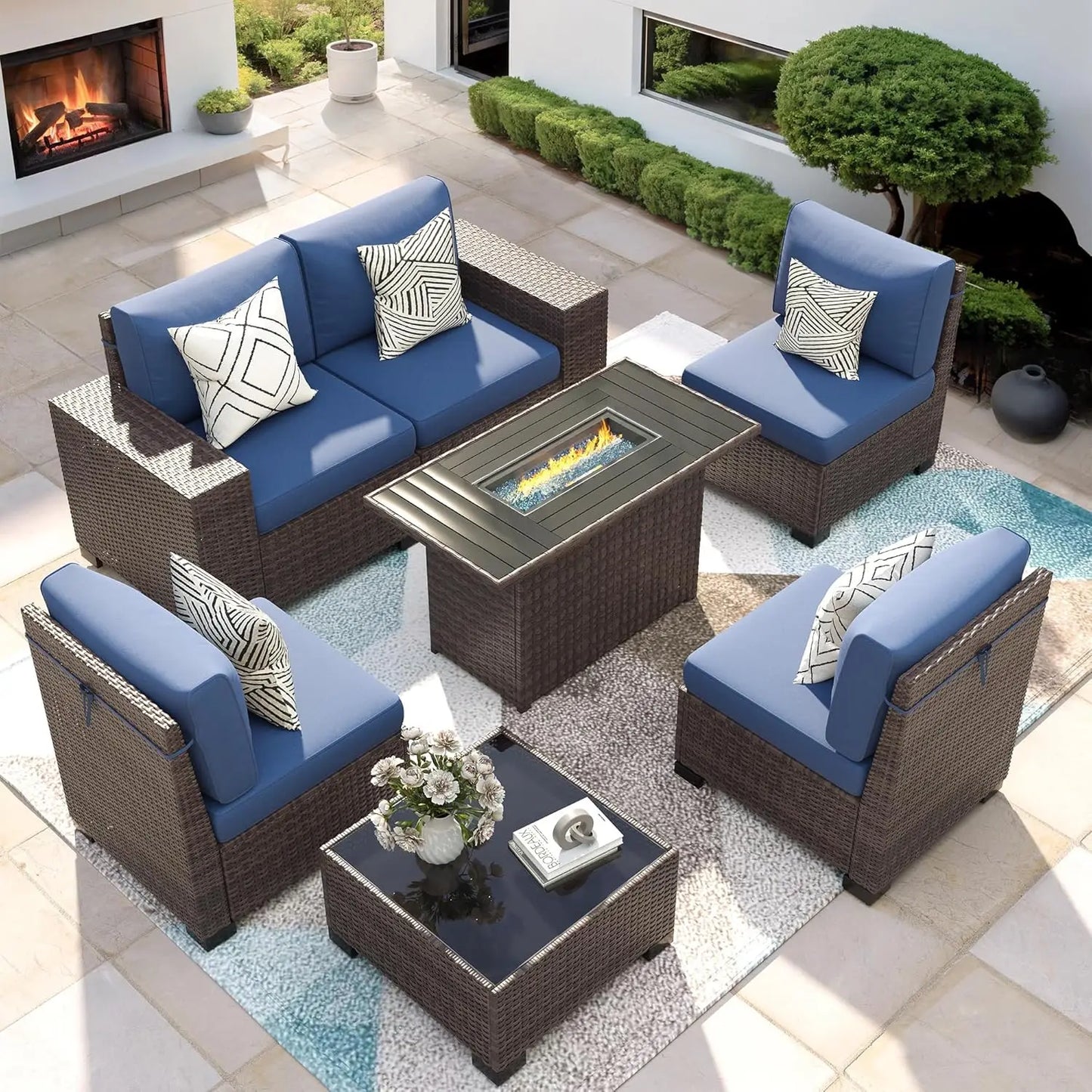 Furniture Set with Fire Pit Table