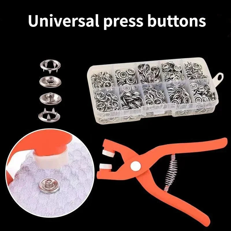 Plier Tool+50/100 Set Metal Sewing Buttons