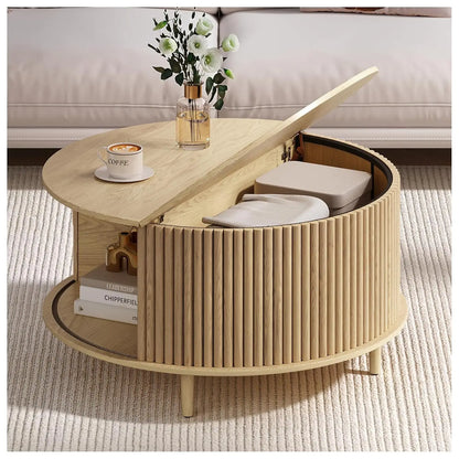 Round Coffee Table with Storage
