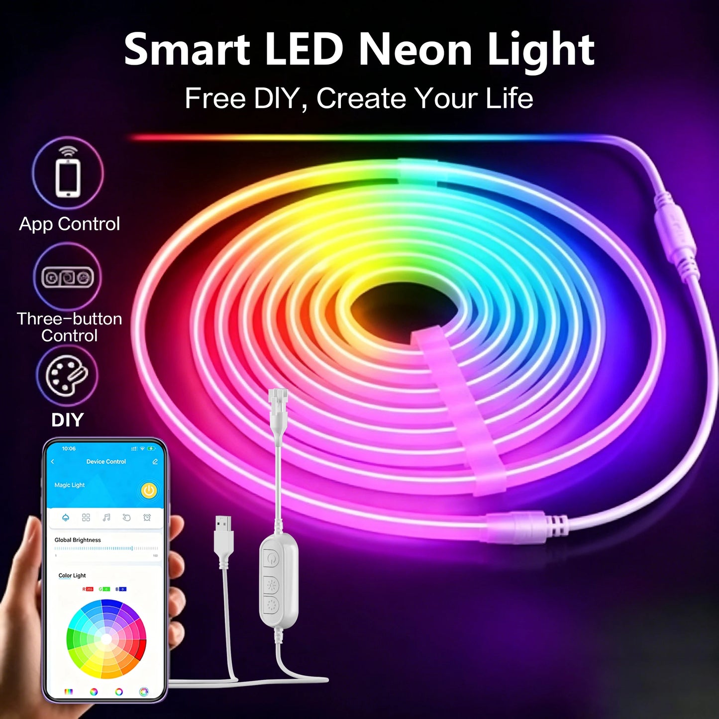 5M RGB Color Changing Neon Light Strip
