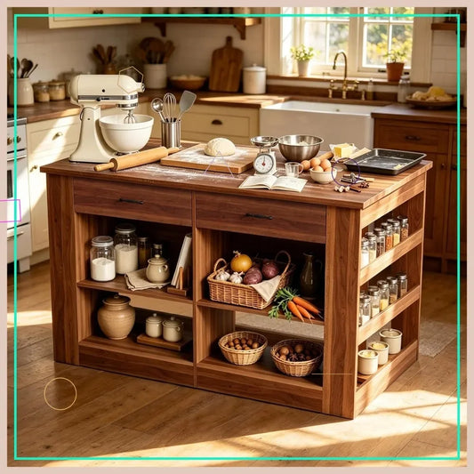 58"  Kitchen Island with Storage