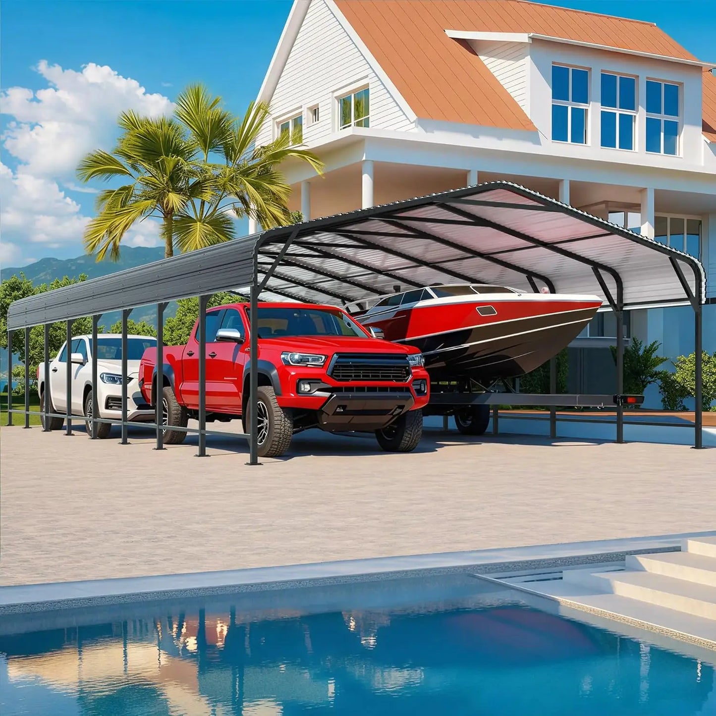 10x15~20x40FT Multi-Size Metal Carport