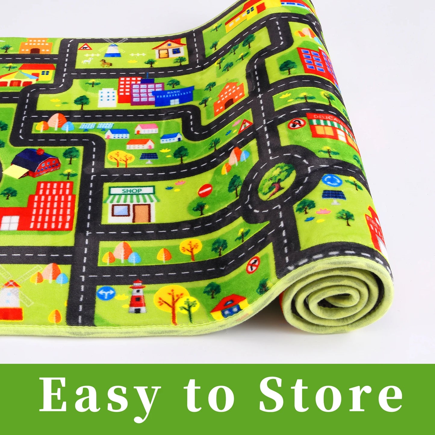 Carpet 4ft Round Kids Rug,Playroom Car Rug Play Mat,City Life Road Rug for Cars,Fun City Map for Track Toys