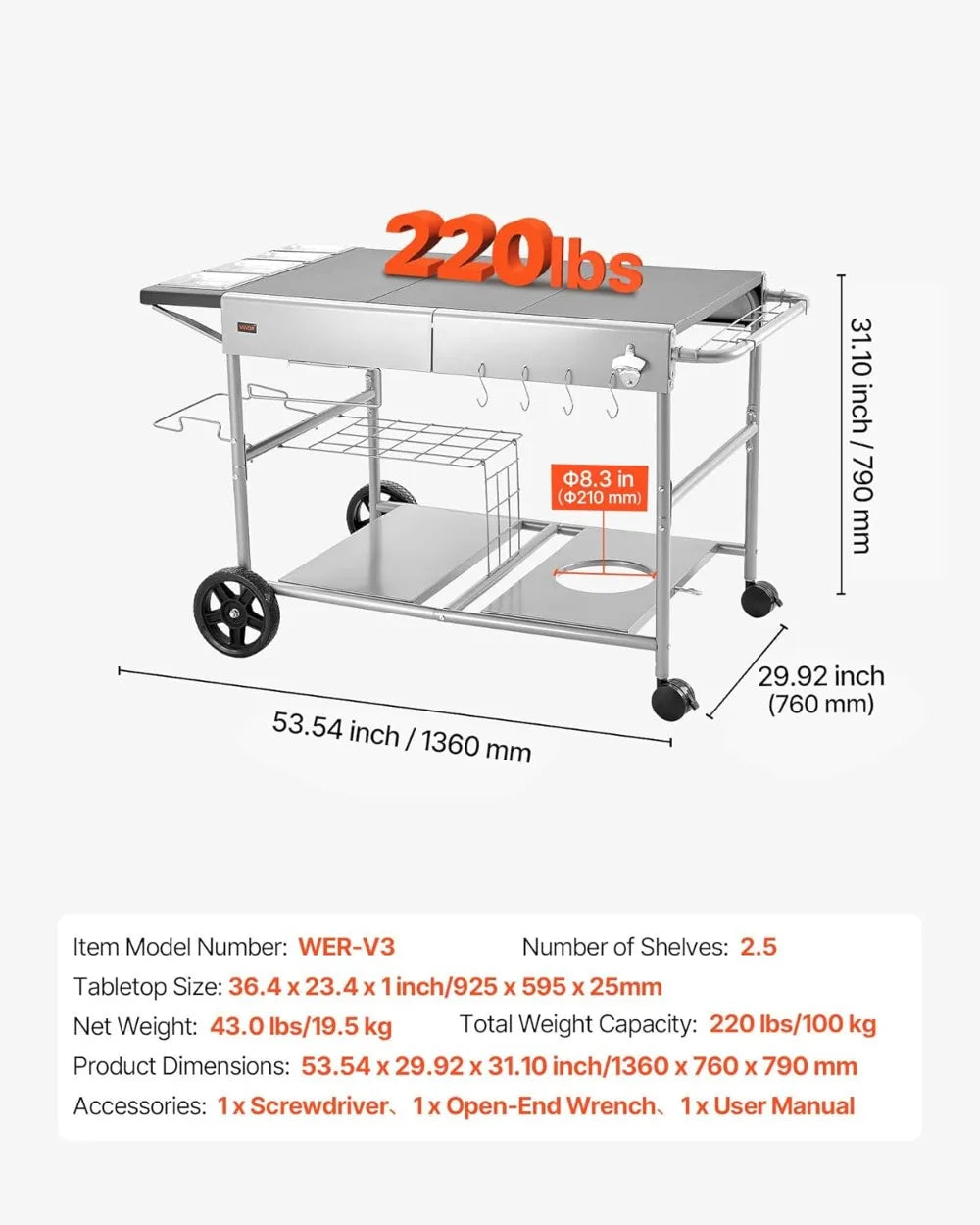 Grill Cart with Wheels