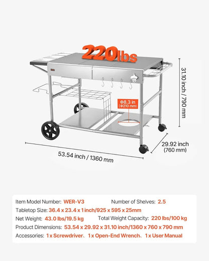 Grill Cart with Wheels