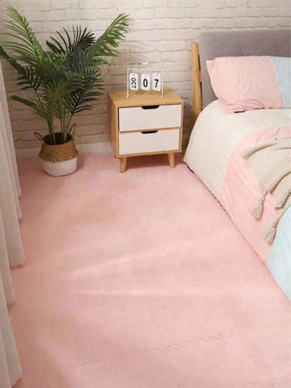 3/6/12Pcs Pink Plush Interlocking Foam Cushion Tiles