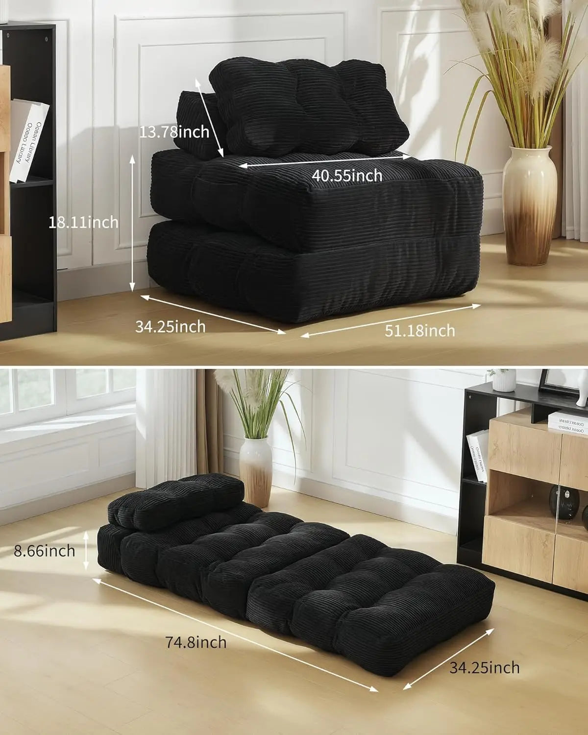3-in-1 34" Folding Sofa Bed