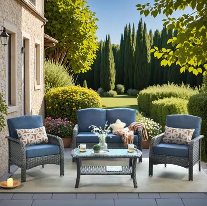 Patio Furniture Set with Cushions, Chairs