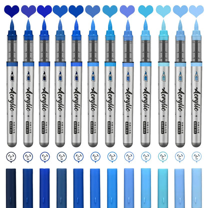 12 pcs Brush Tip Acrylic Paint Pens Set