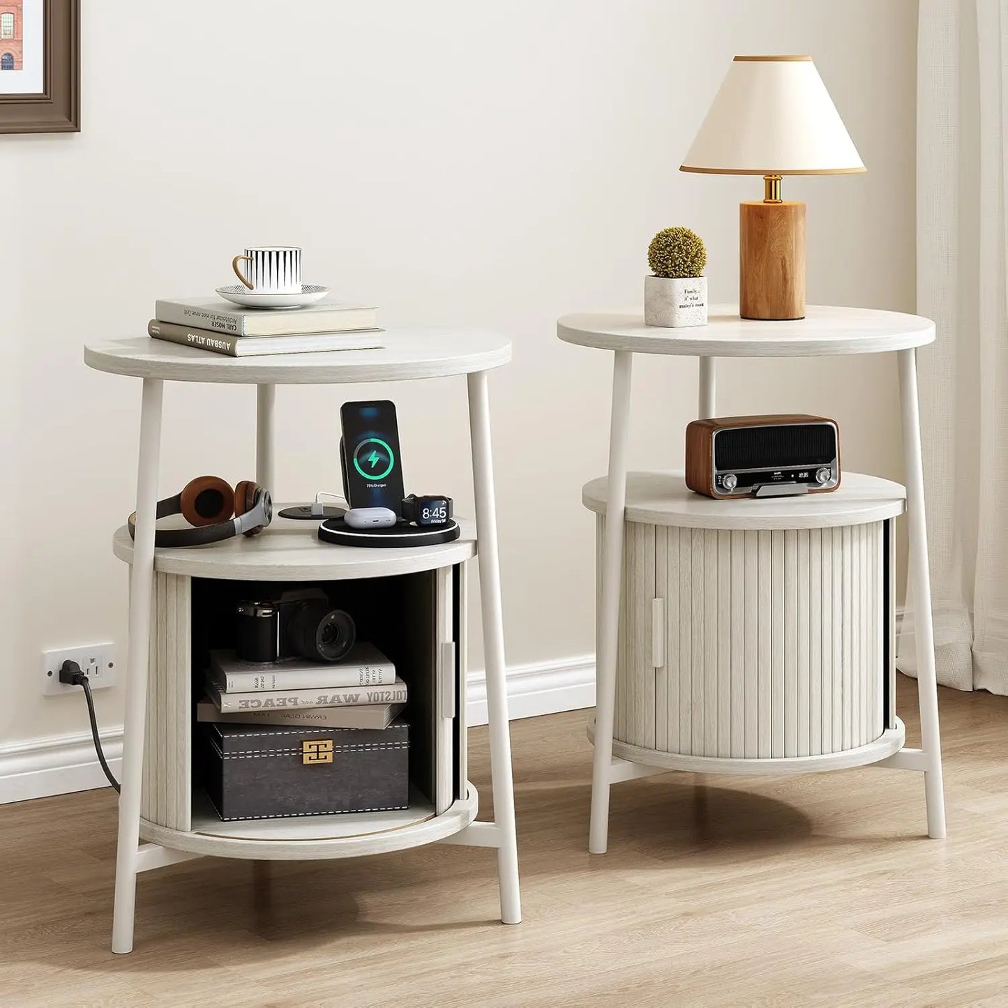 Fluted Round End Table