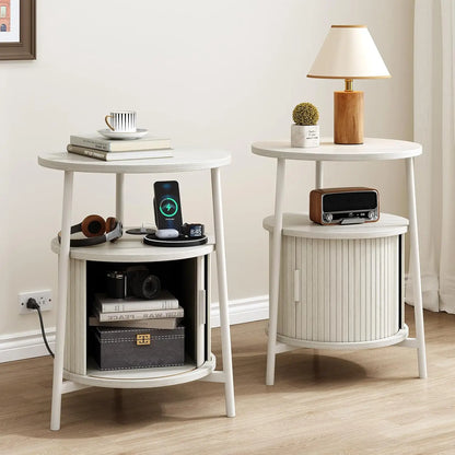 Fluted Round End Table