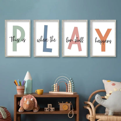 Fun Happens on Kids Playroom Wall