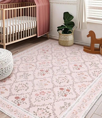 5x7 Pink Floral Rug