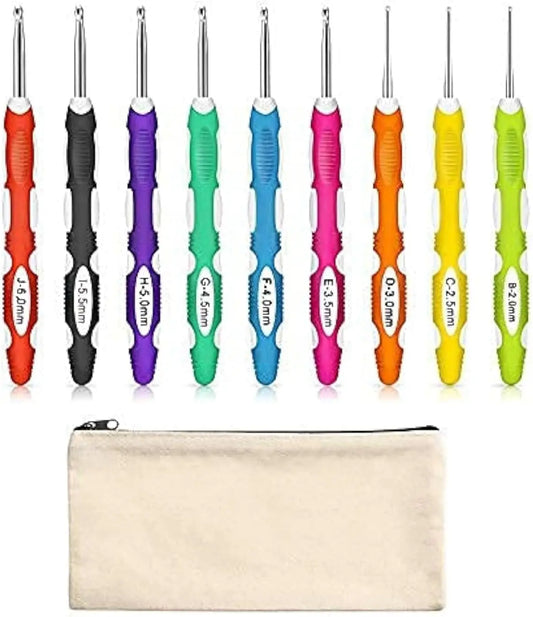 9-Piece Ergonomic Crochet Hooks