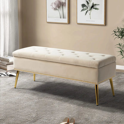 Modern Velvet Storage  Bench