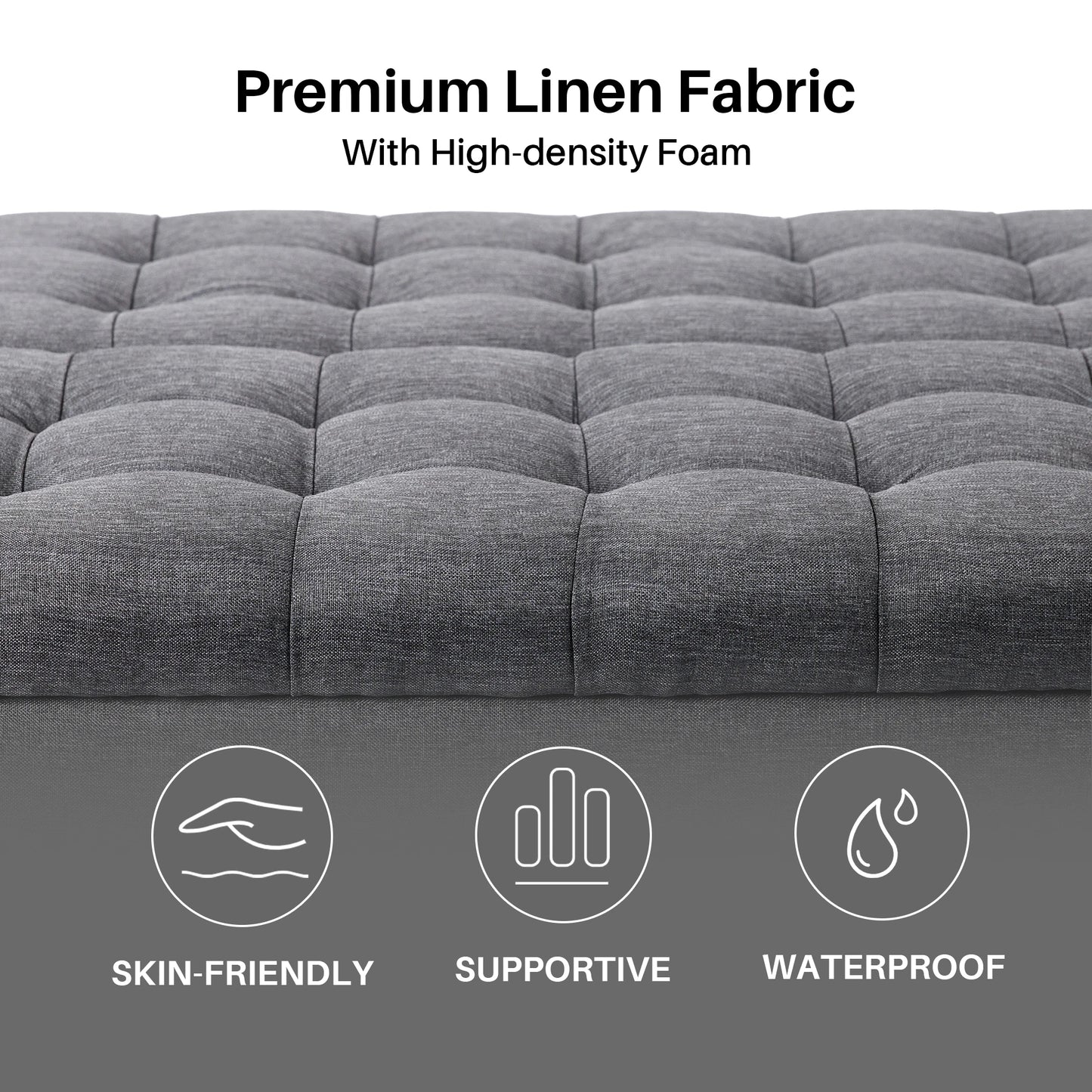 REDLIFE 35" Large Square Storage Ottoman