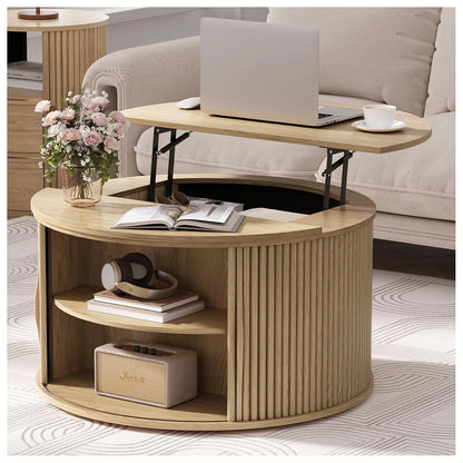 Round Coffee Table with Storage