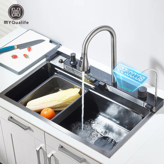 304 Stainless Steel Waterfall Kitchen Sink