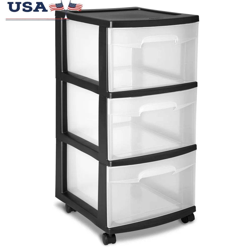 3 Drawer Plastic Storage Cart