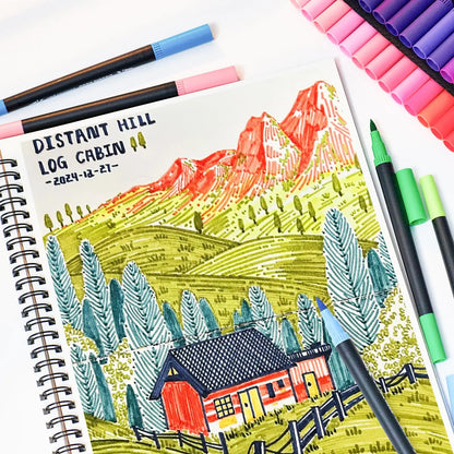 72 Colors Premium Dual Tip Art Markers Set with Foldable Case - Extra Fine & Brush Tips for Adult Artists Drawing, Painting