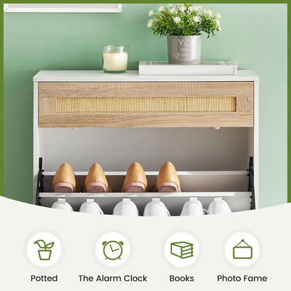 Hidden Shoe Cabinet With 2 Flip Doors 1 Drawer Narrow