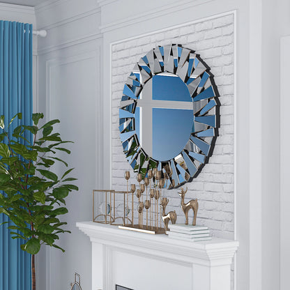 32" Wall Decorative Round Sunburst Mirror