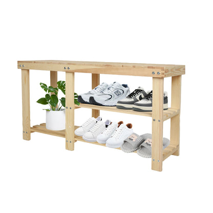3-Tier Wood Shoe Bench