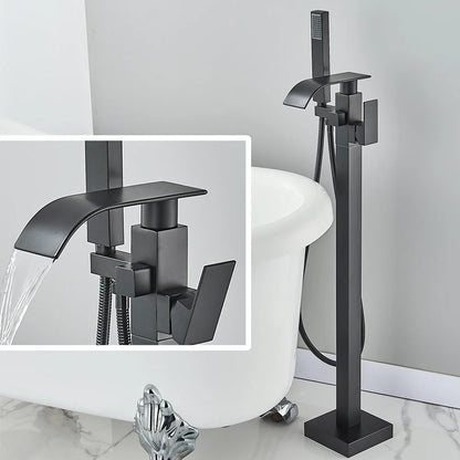 Black Waterfall Free Standing Tub Faucet