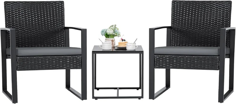 3 Pieces Outdoor Patio Wicker Furniture Set
