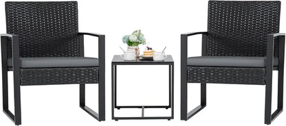 3 Pieces Outdoor Patio Wicker Furniture Set