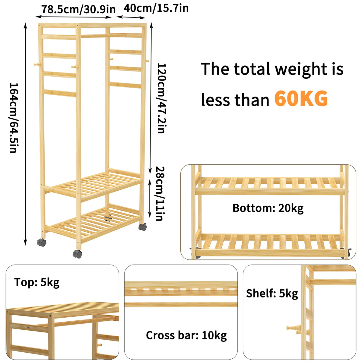 Heavy Duty Wooden Clothes Rack